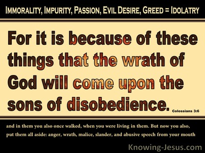 Colossians 3:6 Wrath Of God And Sons Of Disobedience (beige)